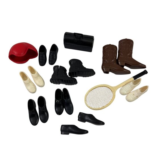 Ken Doll Lot of Vintage Shoes Boots Tennis Racket Medical Bag Football Helmet - Picture 9 of 9